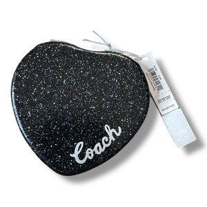 Coach Black Glitter Heart-Shaped Mirror
